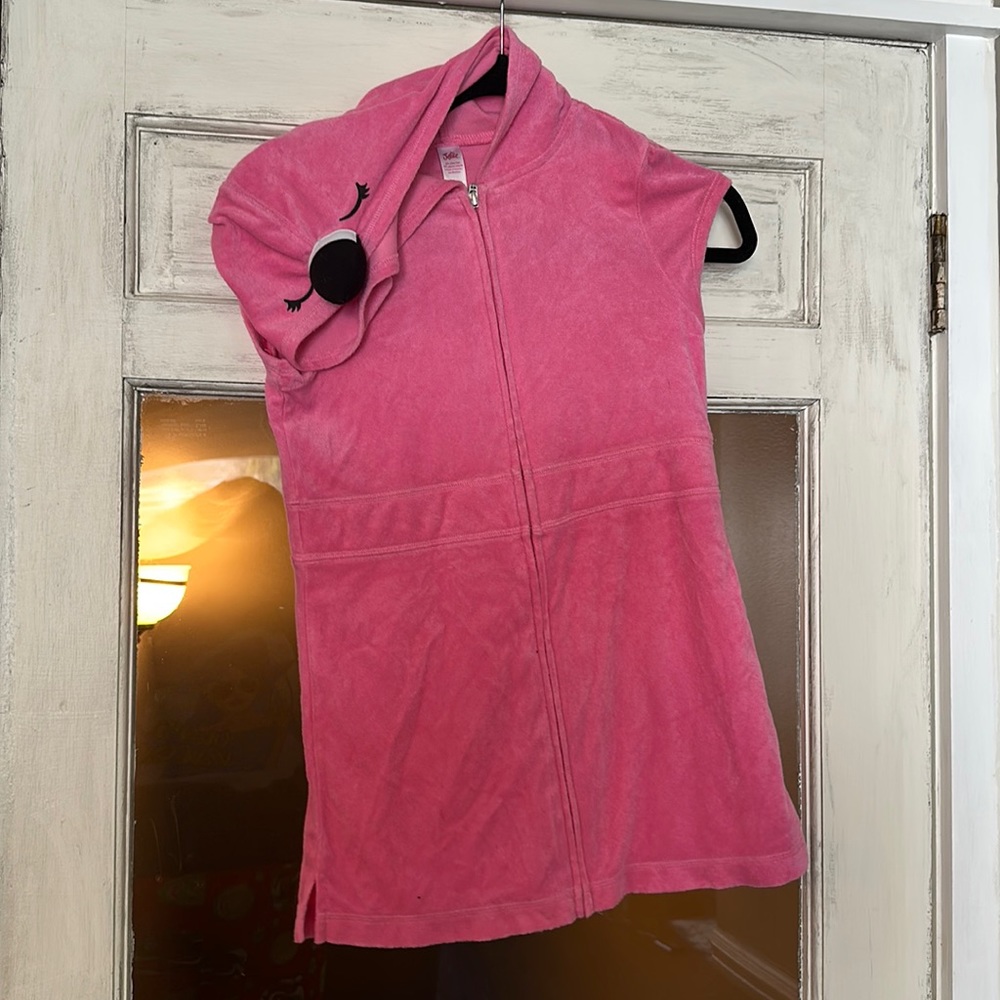 Girls, pink flamingo, hooded, swim, cover up